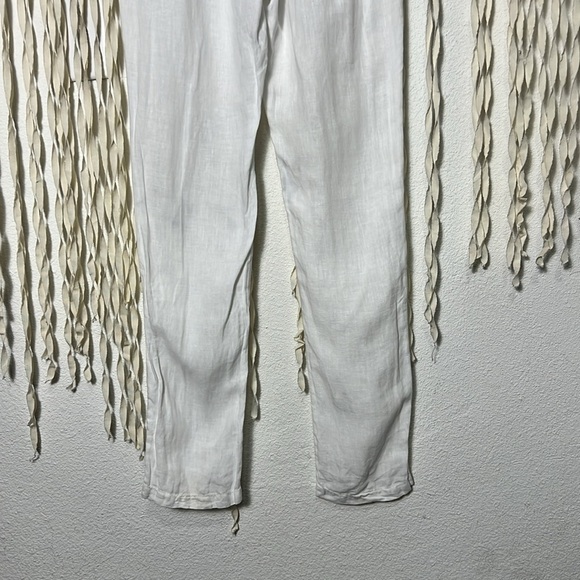 James Perse White Linen Straight Leg Pant Drawstring Waist Size 0/XS - Picture 4 of 9